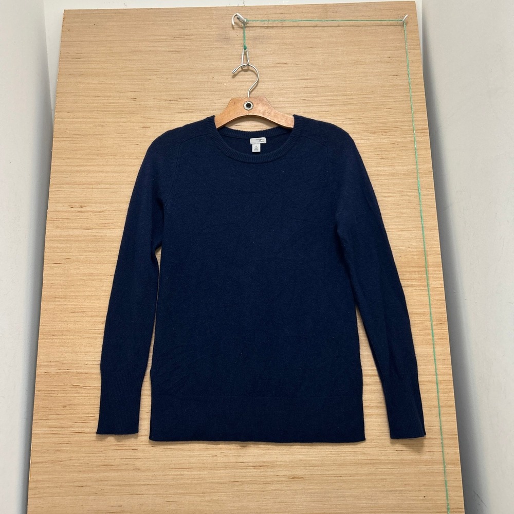 Halogen Cashmere Crewneck Sweater Navy Blue XS Long Sleeve Raglan Pullover